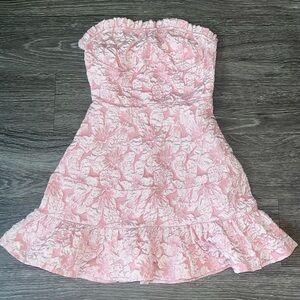 Floral Strapless Pink Dress